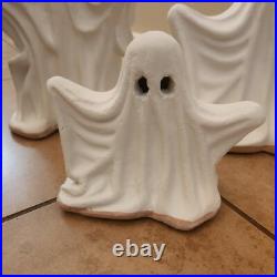 S/3 Pottery Barn Handcrafted Ceramic MINI SHORT TALL Ghost Luminary Halloween