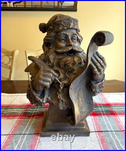 Santa Claus Bust Figurine Holding Scroll List Freestanding Christmas Decor