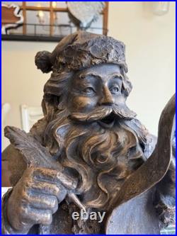Santa Claus Bust Figurine Holding Scroll List Freestanding Christmas Decor
