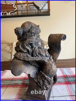 Santa Claus Bust Figurine Holding Scroll List Freestanding Christmas Decor