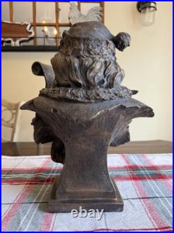 Santa Claus Bust Figurine Holding Scroll List Freestanding Christmas Decor
