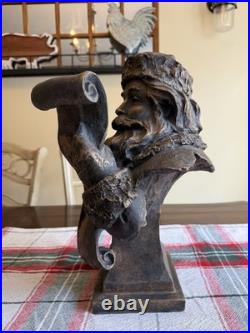 Santa Claus Bust Figurine Holding Scroll List Freestanding Christmas Decor