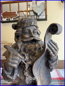 Santa Claus Bust Figurine Holding Scroll List Freestanding Christmas Decor