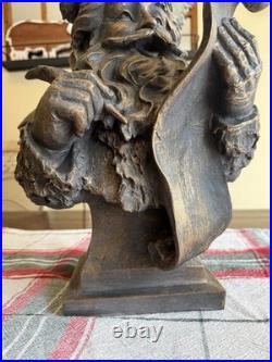 Santa Claus Bust Figurine Holding Scroll List Freestanding Christmas Decor