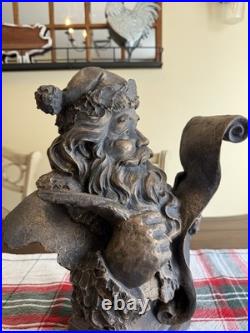 Santa Claus Bust Figurine Holding Scroll List Freestanding Christmas Decor