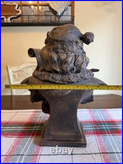 Santa Claus Bust Figurine Holding Scroll List Freestanding Christmas Decor