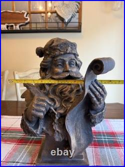 Santa Claus Bust Figurine Holding Scroll List Freestanding Christmas Decor