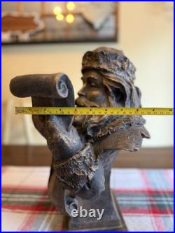 Santa Claus Bust Figurine Holding Scroll List Freestanding Christmas Decor