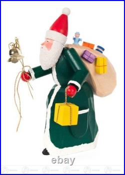Santa Claus With Gifts And Bells, Carved 8Cm X 18.5Cm X 10.5Cm