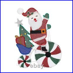 Santa on Peppermint Bike Lighted Holiday Decoration