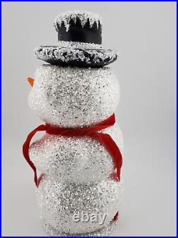 Schaller Paper Mache Candy Container Medium Snowman Holding a Tree 1850