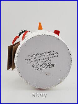 Schaller Paper Mache Candy Container Medium Snowman Holding a Tree 1850