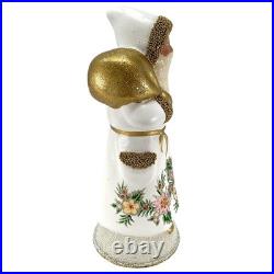 Schaller White Flower Santa with Gold bag German Paper Mache 7.75 Inch Schaller White Flower Santa with Gold bag German Paper Mache 7.75 Inch