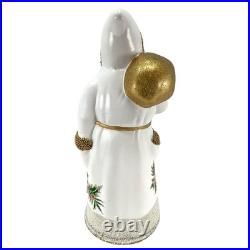 Schaller White Flower Santa with Gold bag German Paper Mache 7.75 Inch Schaller White Flower Santa with Gold bag German Paper Mache 7.75 Inch