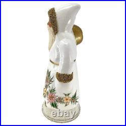 Schaller White Flower Santa with Gold bag German Paper Mache 7.75 Inch Schaller White Flower Santa with Gold bag German Paper Mache 7.75 Inch