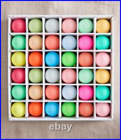 Set 36 Anthropologie 2 Glass Matte Orb Ornament Set Christmas Holiday Rainbow