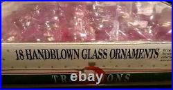 Set Of 18 Vtg Hand Blown Iridescent Glass Teardrop Round Icicle Heart Ornaments