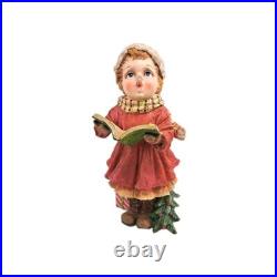 Set Of 2 Cracker Barrel Plaid Tidings Christmas Carolers Boy And Girl Figures