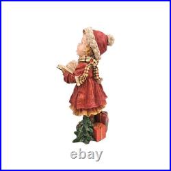 Set Of 2 Cracker Barrel Plaid Tidings Christmas Carolers Boy And Girl Figures