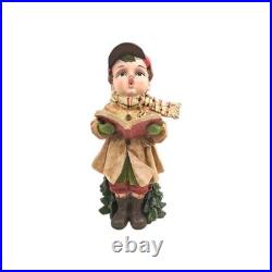 Set Of 2 Cracker Barrel Plaid Tidings Christmas Carolers Boy And Girl Figures