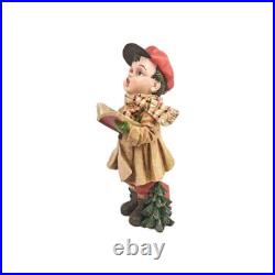 Set Of 2 Cracker Barrel Plaid Tidings Christmas Carolers Boy And Girl Figures