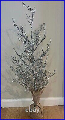 Set Of 2 Pottery Barn silver Sparkle Birch Trees 36