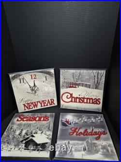 Set Of 4 Christmas Wall Picture Frames Merry Christmas, Happy New Year, Holidays