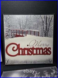 Set Of 4 Christmas Wall Picture Frames Merry Christmas, Happy New Year, Holidays