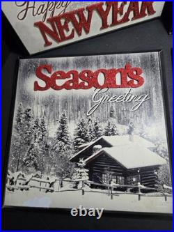 Set Of 4 Christmas Wall Picture Frames Merry Christmas, Happy New Year, Holidays