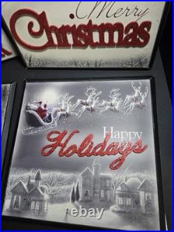 Set Of 4 Christmas Wall Picture Frames Merry Christmas, Happy New Year, Holidays