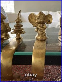 Set Of 6 Vintage Solid Brass Vintage Stocking Holders Santa Tree Mouse Church