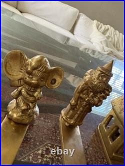 Set Of 6 Vintage Solid Brass Vintage Stocking Holders Santa Tree Mouse Church