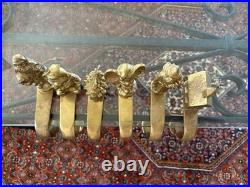 Set Of 6 Vintage Solid Brass Vintage Stocking Holders Santa Tree Mouse Church