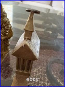 Set Of 6 Vintage Solid Brass Vintage Stocking Holders Santa Tree Mouse Church