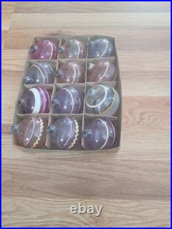 Set of 12 Glass shiny Brite Christmas ornaments