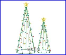 Set of 2, Light-Up Multi-Colored Twinkle Christmas Trees 105 Lights 3.5' & 5 Set of 2, Light-Up Multi-Colored Twinkle Christmas Trees 105 Lights 3.5' & 5