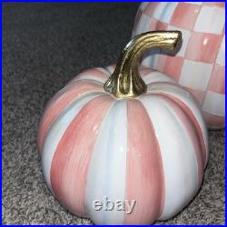 Set of 2 MACKENZIE CHILDS Pumpkins, Rosy Stripe and Check set NIB