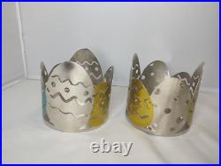 Set of 2 SONOMA Easter Egg Solid Metal Jar Candle Holder Ring Home Decor