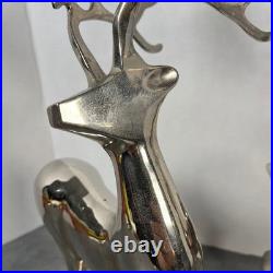 Set of 2 Silver Plated Reindeer Candelabra Candle Holders Christmas Decor 16 T