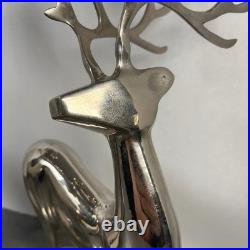 Set of 2 Silver Plated Reindeer Candelabra Candle Holders Christmas Decor 16 T