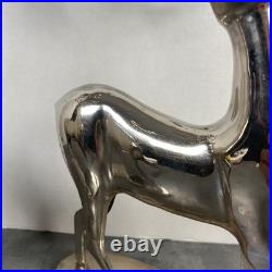 Set of 2 Silver Plated Reindeer Candelabra Candle Holders Christmas Decor 16 T