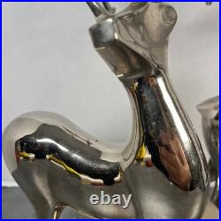 Set of 2 Silver Plated Reindeer Candelabra Candle Holders Christmas Decor 16 T