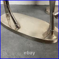 Set of 2 Silver Plated Reindeer Candelabra Candle Holders Christmas Decor 16 T