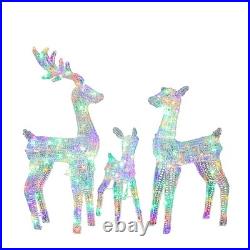 Set of 3 Christmas Multicolor Reindeer Family Lighted Deer for In/Outdoor Decor
