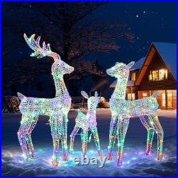 Set of 3 Christmas Multicolor Reindeer Family Lighted Deer for In/Outdoor Decor