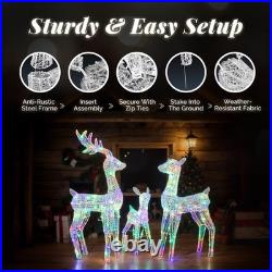 Set of 3 Christmas Multicolor Reindeer Family Lighted Deer for In/Outdoor Decor
