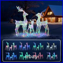 Set of 3 Christmas Multicolor Reindeer Family Lighted Deer for In/Outdoor Decor