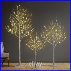 Set of 3 Lighted Birch Tree 4FT 6FT and 8FT Artificial Tree for Decoration In