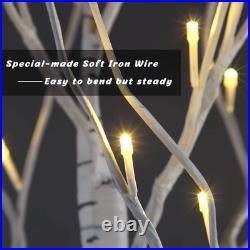 Set of 3 Lighted Birch Tree 4FT 6FT and 8FT Artificial Tree for Decoration In