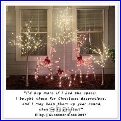 Set of 3 Lighted Birch Tree 4FT 6FT and 8FT Artificial Tree for Decoration In
